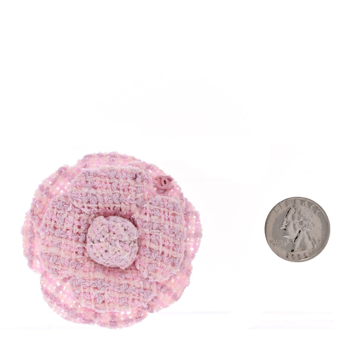 Tweed Camellia Brooch Pink White