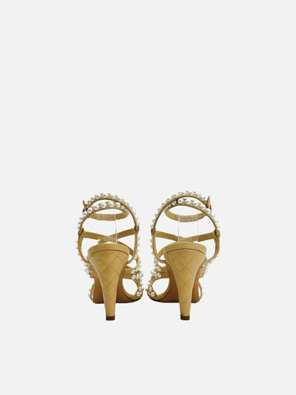 CHANEL Beige & White Size EU 38 Heeled Sandals