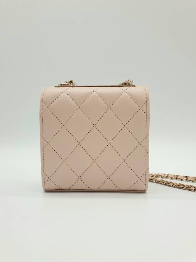 CC Logo Chain Mini Leather Cross Bag Pink Beige Chanel