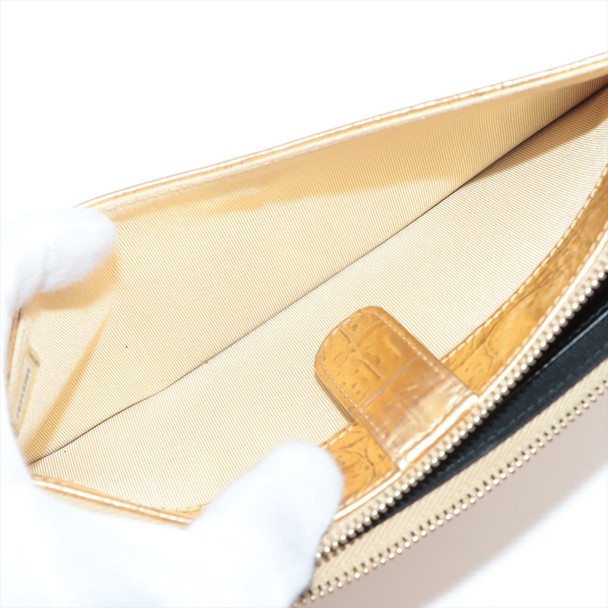 Chanel Coco Crocodile Press Wallet Gold Gold  28th