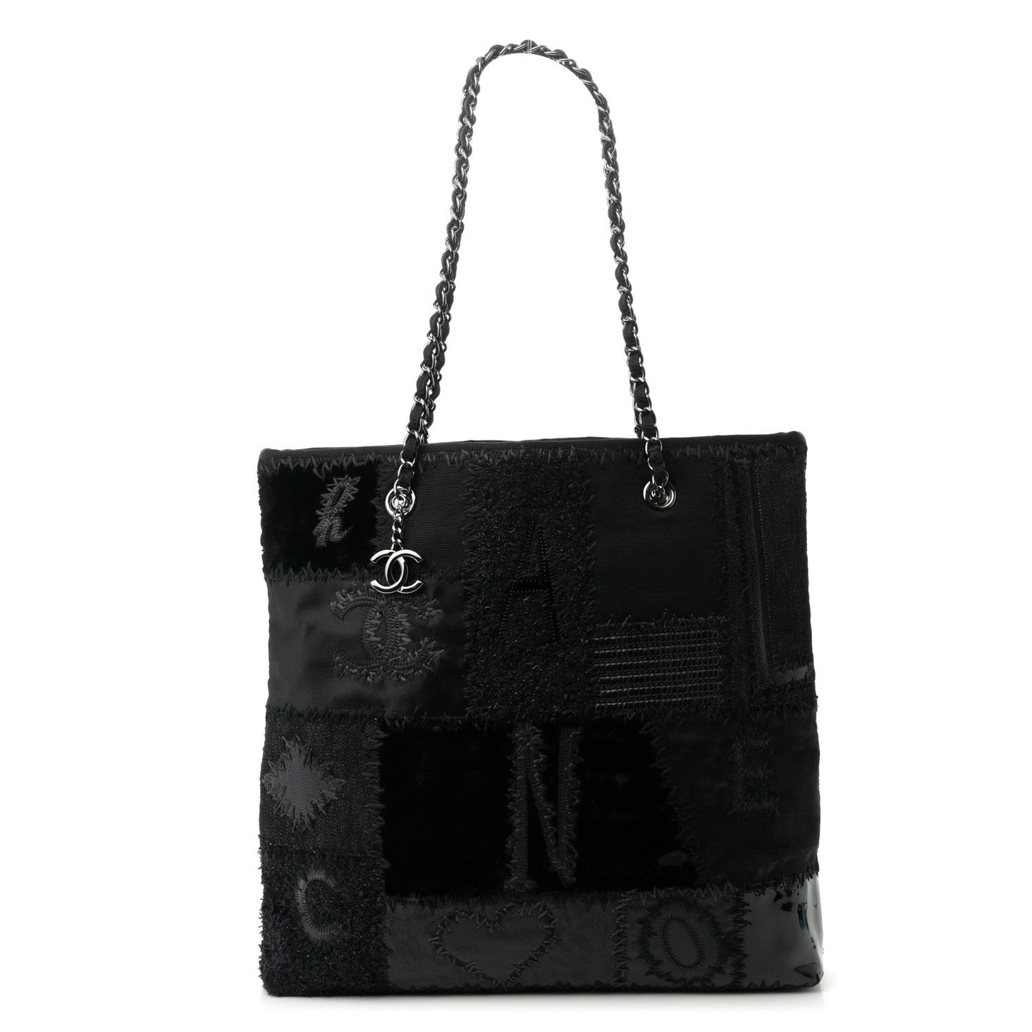 Tweed Patchwork Tote Black