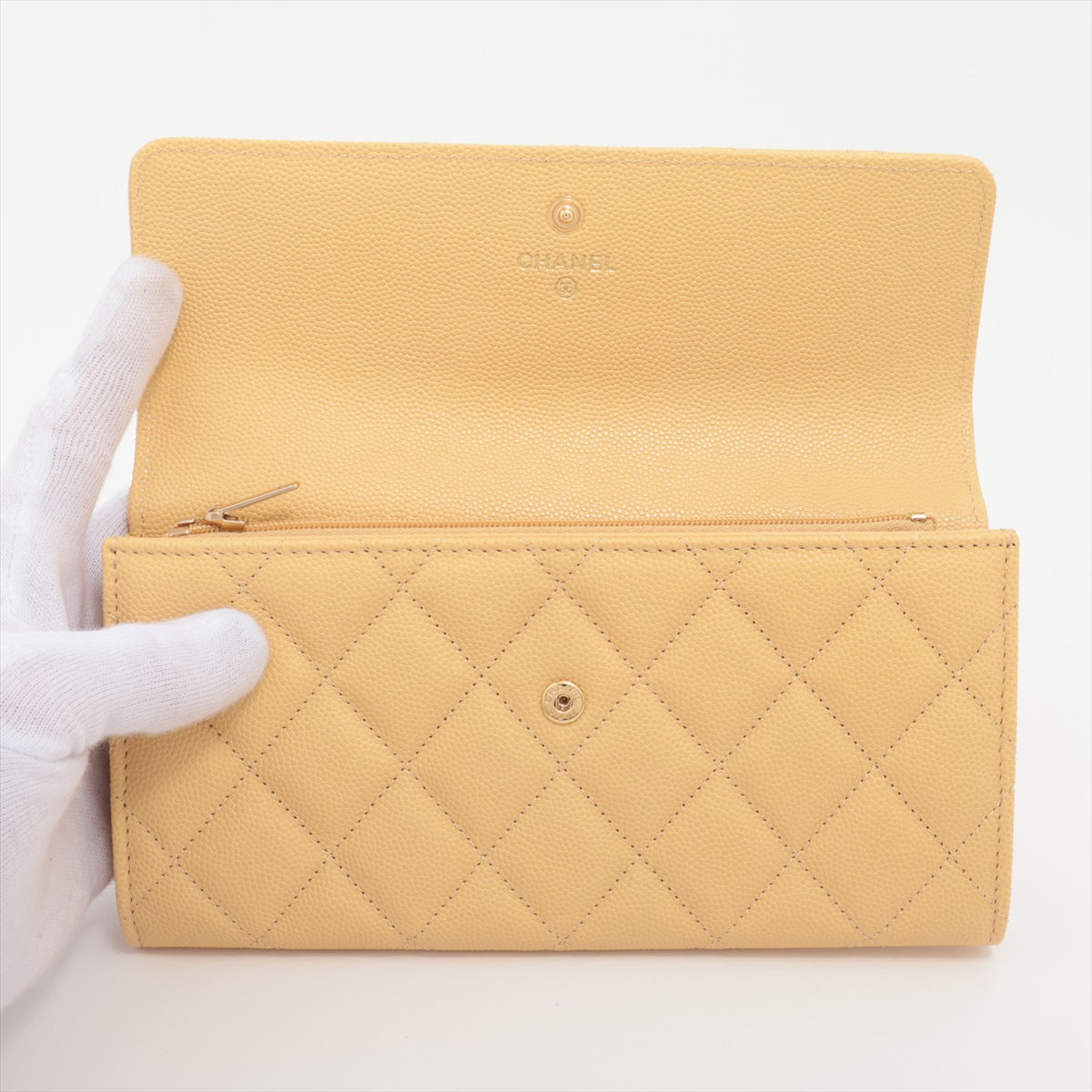 Chanel Matrasse Caviar S Wallet Yellow Gold  Random