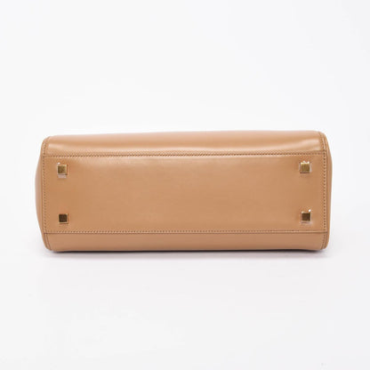 Saint Laurent Camel Calfskin Le Fermoir Top Handle Bag