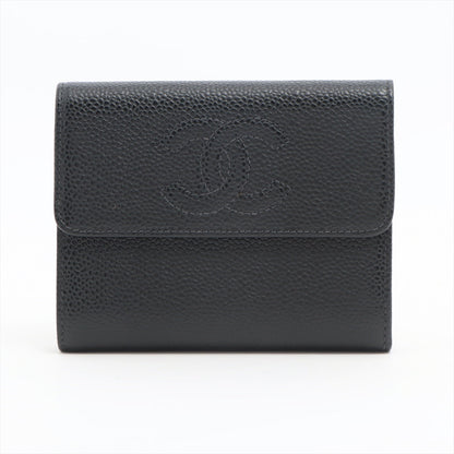 Chanel Coco Caviar S Compact Wallet Black Gold  8th