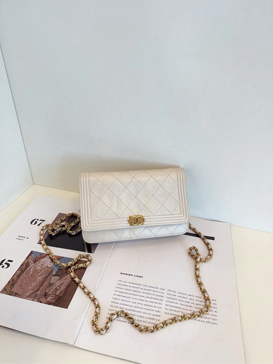 Chanel Leboy WOC chain bag white