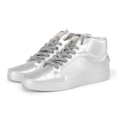Chanel Silver High Top Sneakers 42