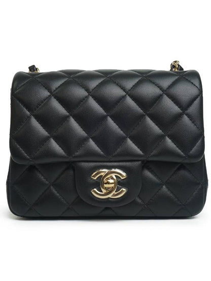 Mini Flap Lambskin Cross Bag Light Black Chanel