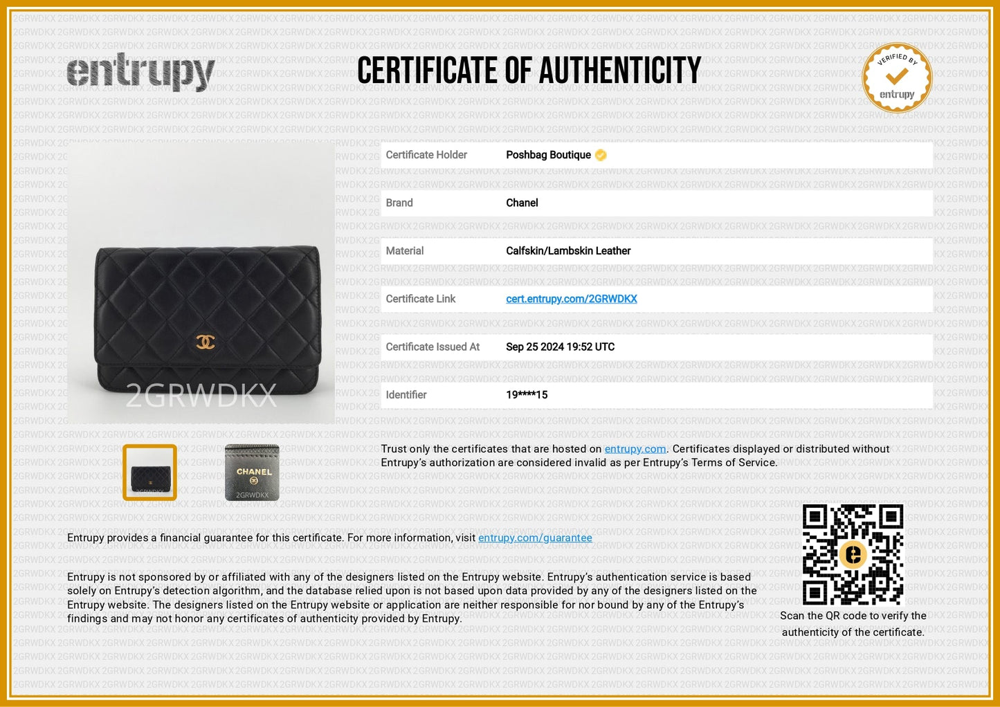 Wallet on Chain Lambskin Leather Bag
