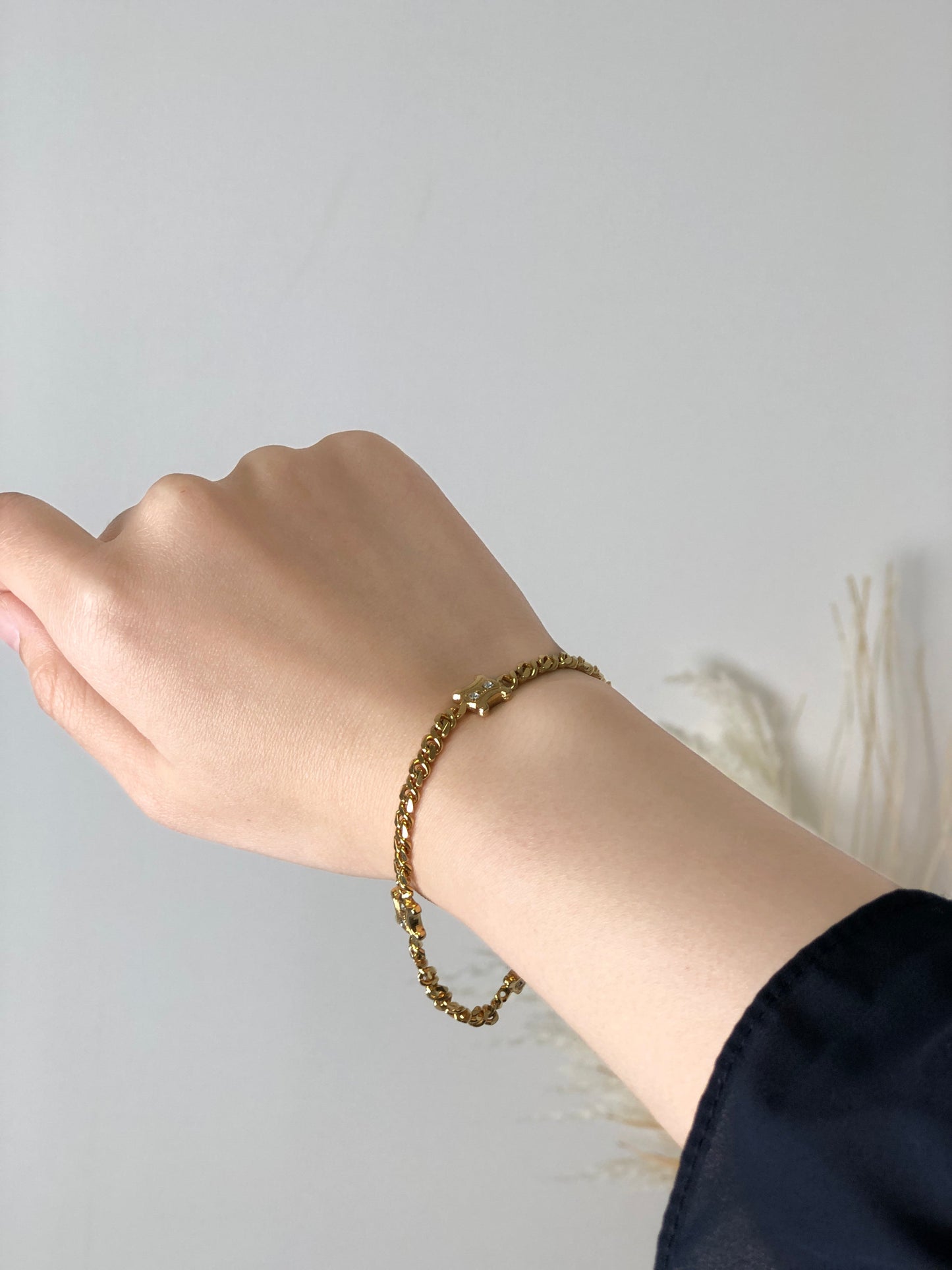 CELINE  stone Bracelet Gold Vintage 6f2zui