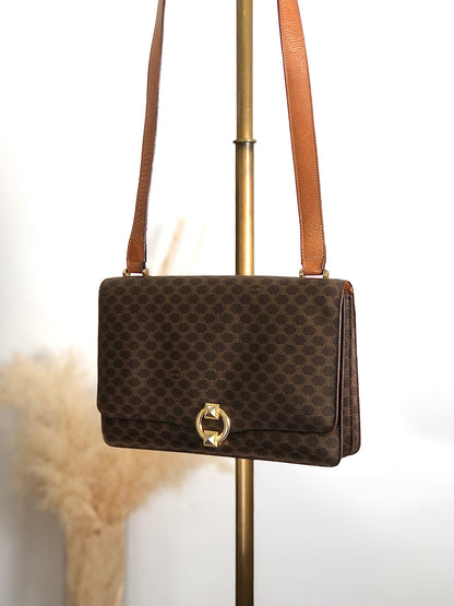 CELINE Macadam Flap Shoulder bag Brown Vintage wagmgy