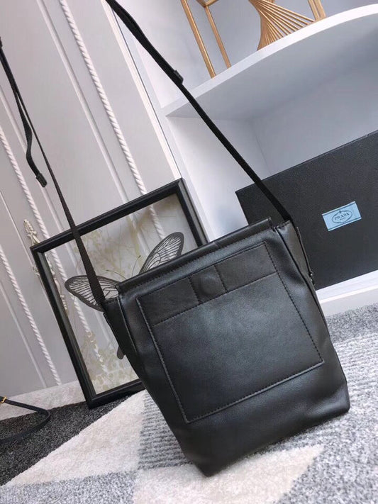 Prada Etiquette Black Leather Messenger Bag