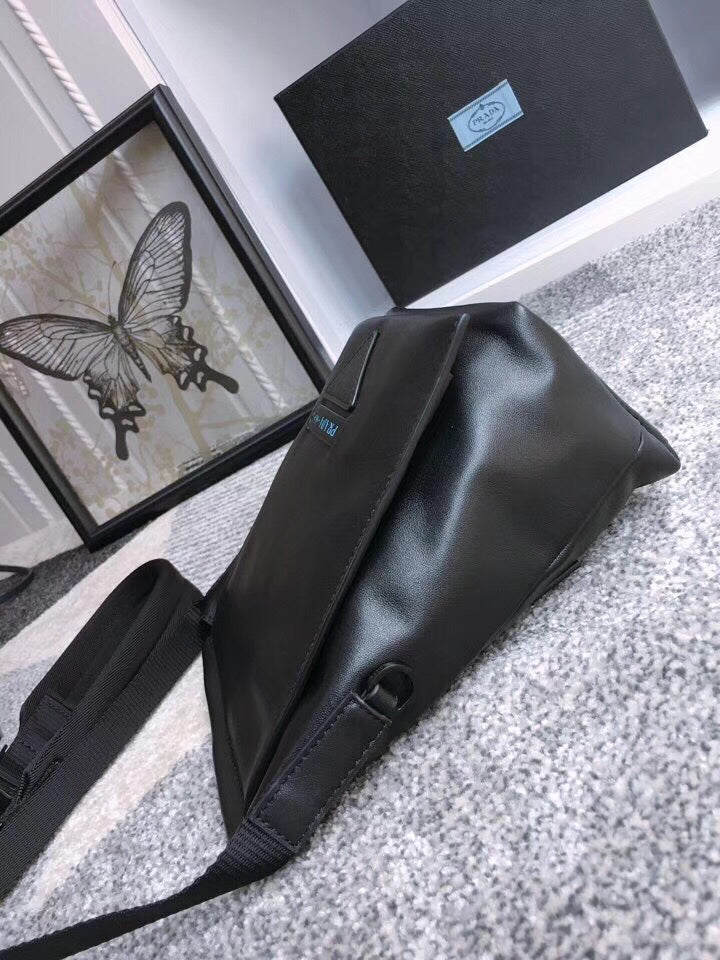 Prada Etiquette Black Leather Messenger Bag