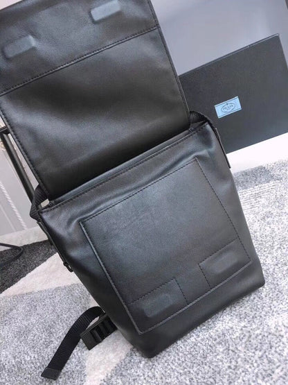 Prada Etiquette Black Leather Messenger Bag