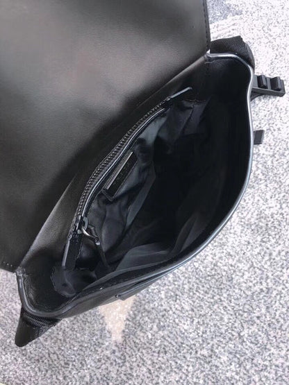 Prada Etiquette Black Leather Messenger Bag