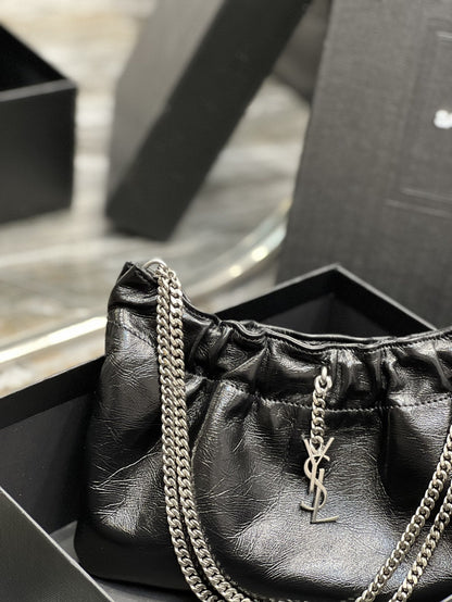 Yves Saint Laurent Hobo Mini Bag Black With Silver Hardware