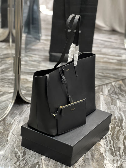 Yves Saint Laurent Shopping E/W Tote Bag Black With Gold Hardware