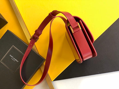 Yves Saint Laurent Solferino Small Satchel Bag Red In Box With Gold Hardware