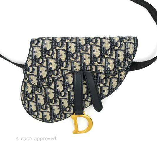 Christian Dior Blue Oblique Jacquard Saddle Belt Bag