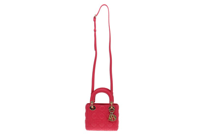 Dior Pink Lambskin Cannage Mini Lady Dior Bag 2014