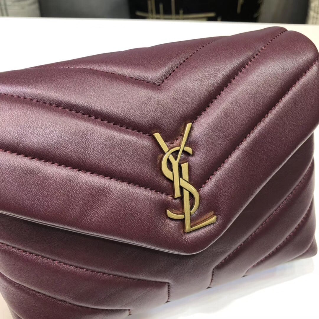 Yves Saint Laurent Loulou Mini Shoulder Bag Burgundy  7in/18cm