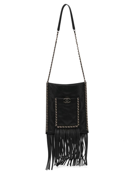 Quilted Leather Fringe Shopping Bag Small
