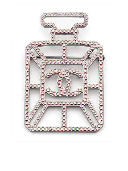 Iridescent Perfume Bottle CC Brooch