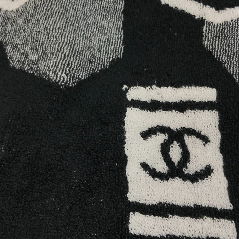 CHANEL towel Knapsack 3-piece set Drawstring bag COCO Mark bath towel pouch pile black Women Used