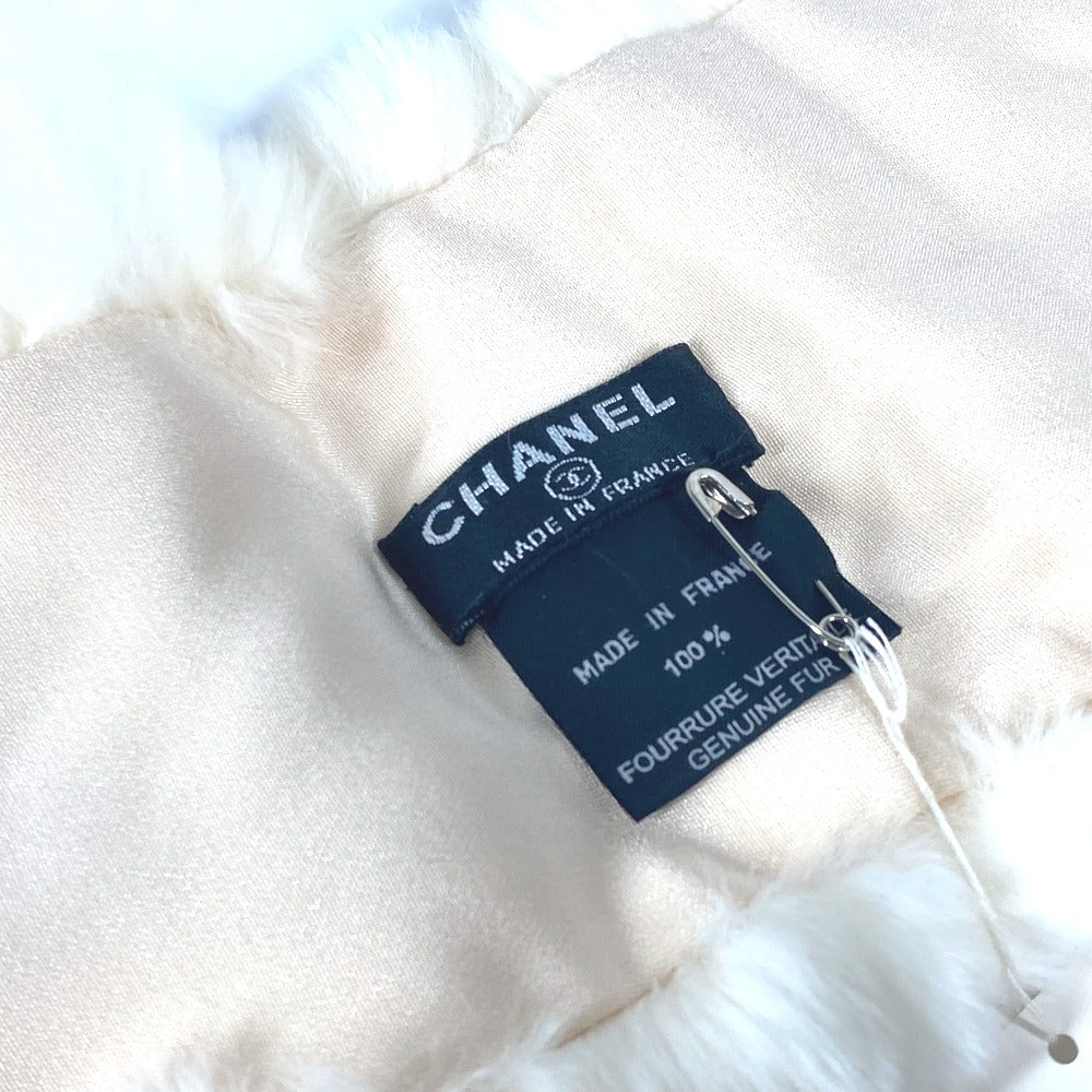 CHANEL Scarf Fur , Lapin white fur