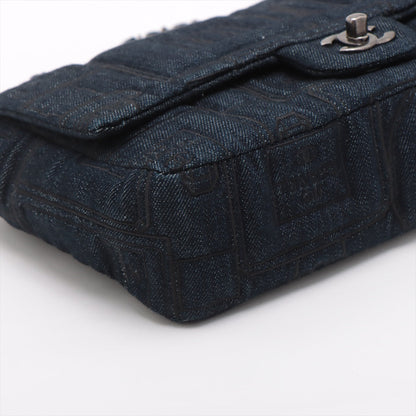 Chanel Coca-Cola Denim Single Flap Double Chain Bag Blue Gummetal Gold