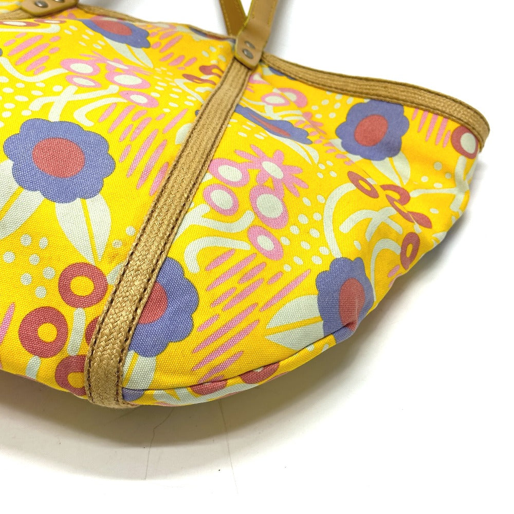 CHANEL Shoulder Bag Canvas / leather yellow High summer CC COCO Mark Flower Flower Women Used