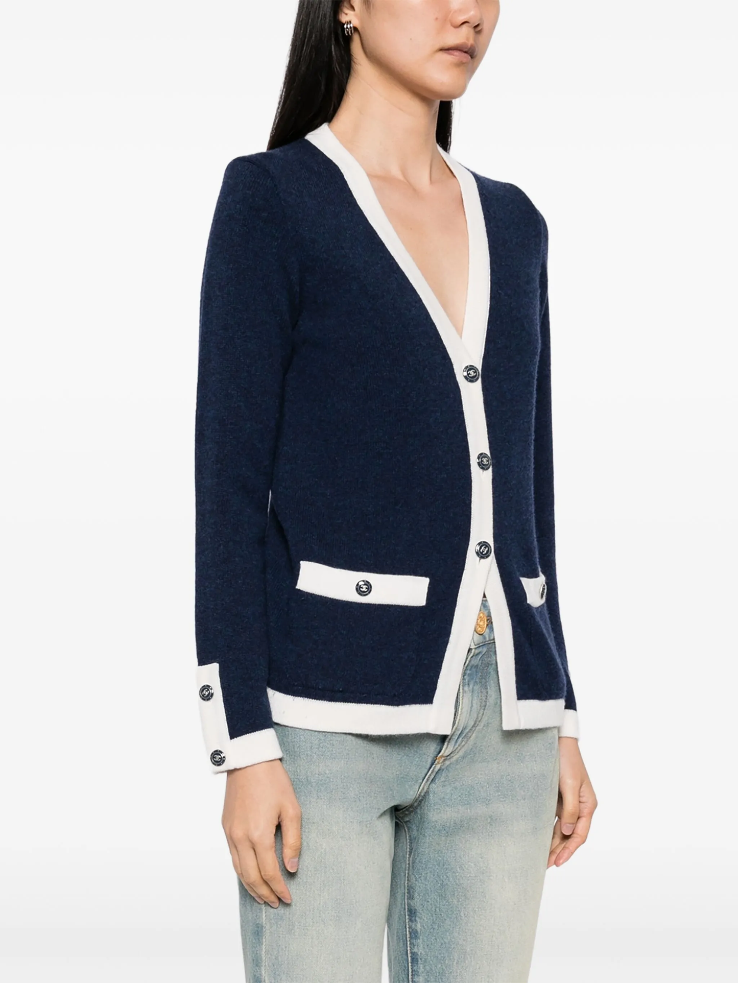 Navy Cashmere Cardigan