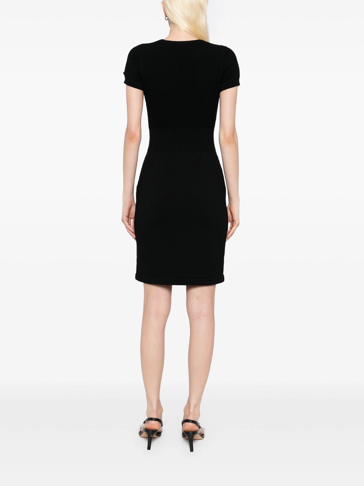 Black Short-Sleeve Wool Dress