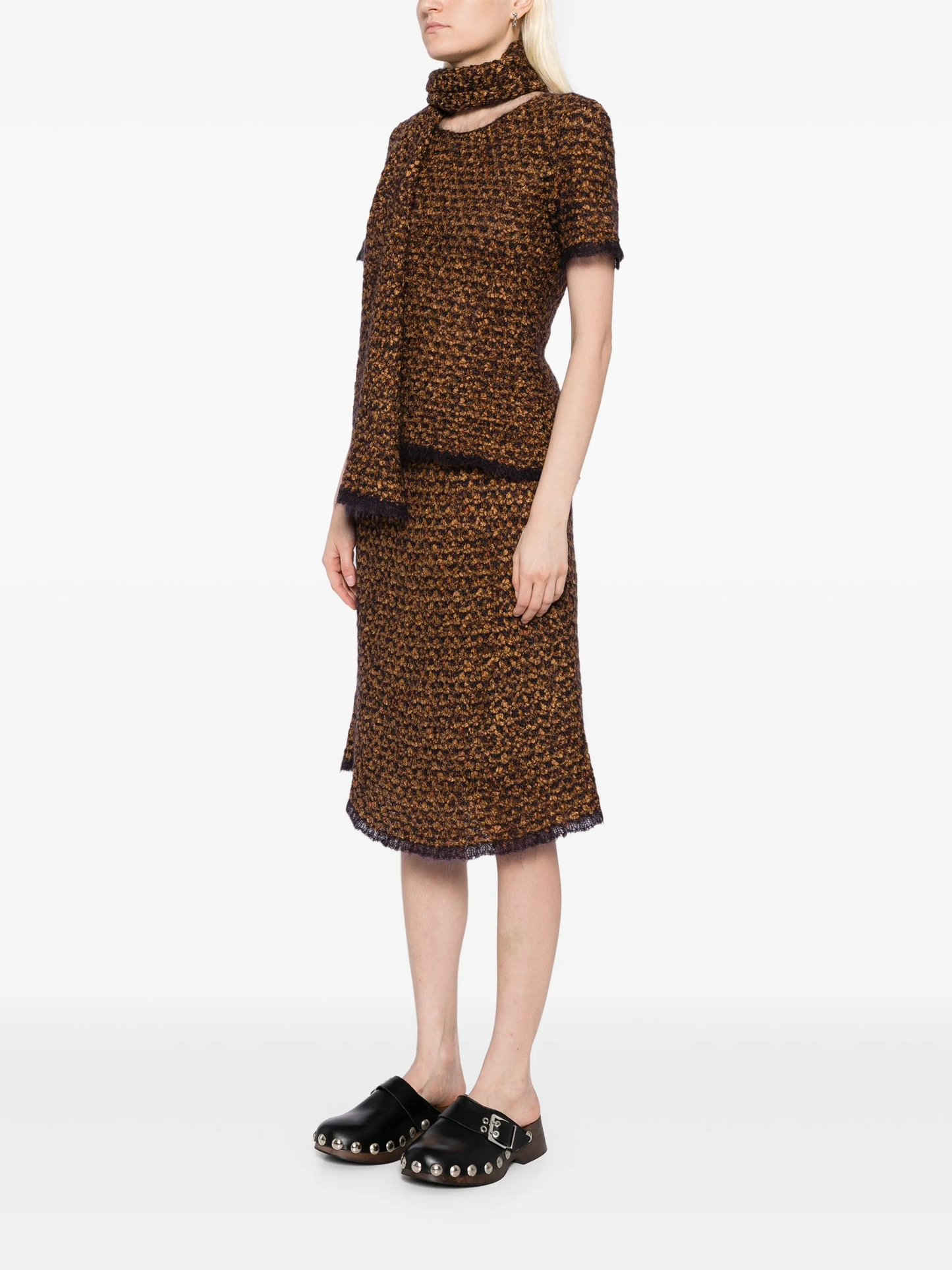 Knit Top, Skirt & Scarf Set