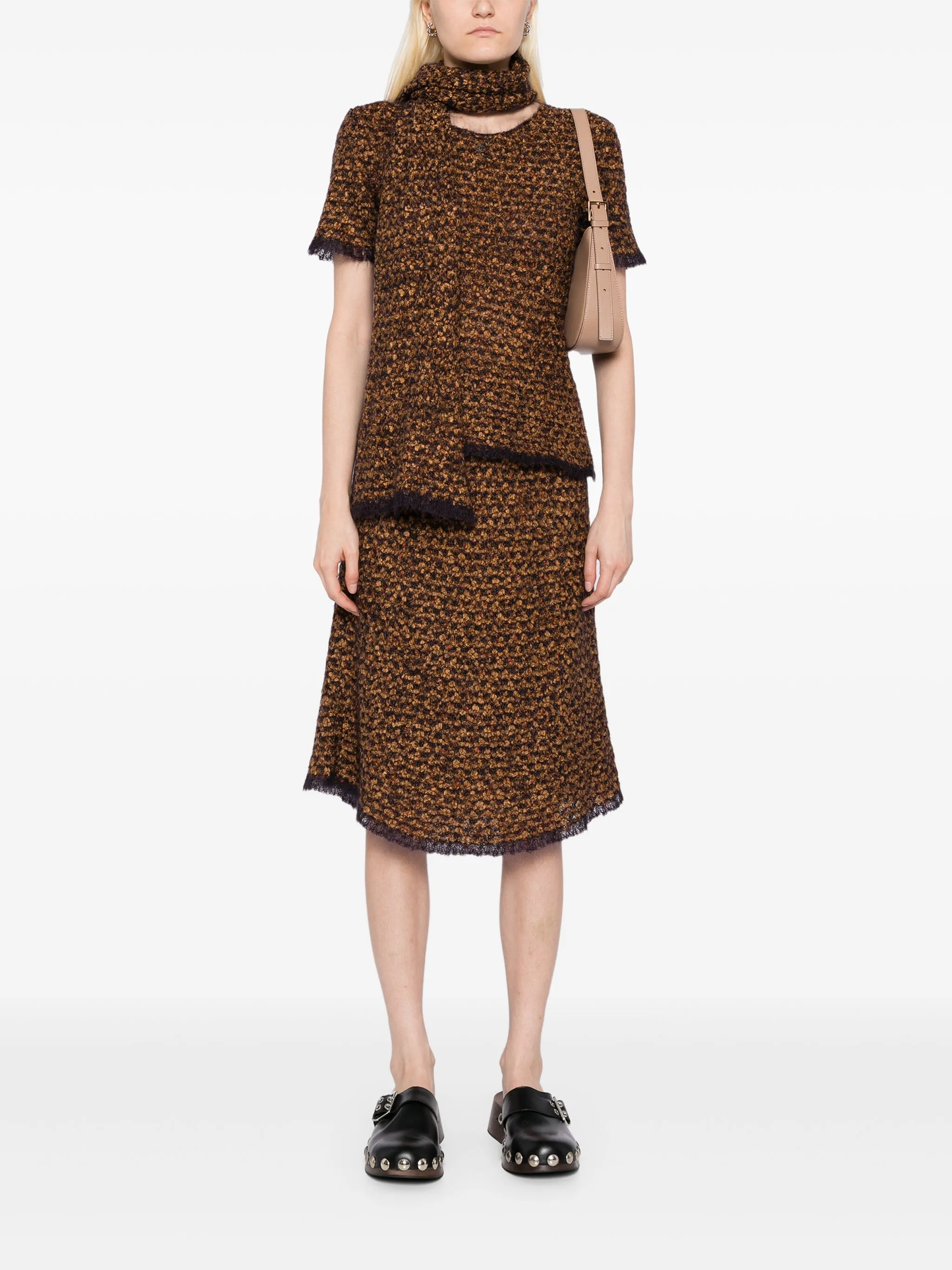 Knit Top, Skirt & Scarf Set