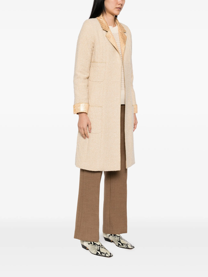 Beige Wool Bouclé Golden Lamè Coat