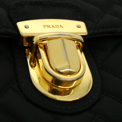 Prada Chain Shoulder Bag Nylon Black Gold  30469A