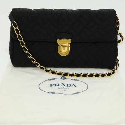 Prada Chain Shoulder Bag Nylon Black Gold  30469A