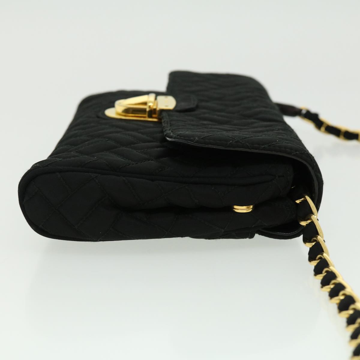 Prada Chain Shoulder Bag Nylon Black Gold  30469A