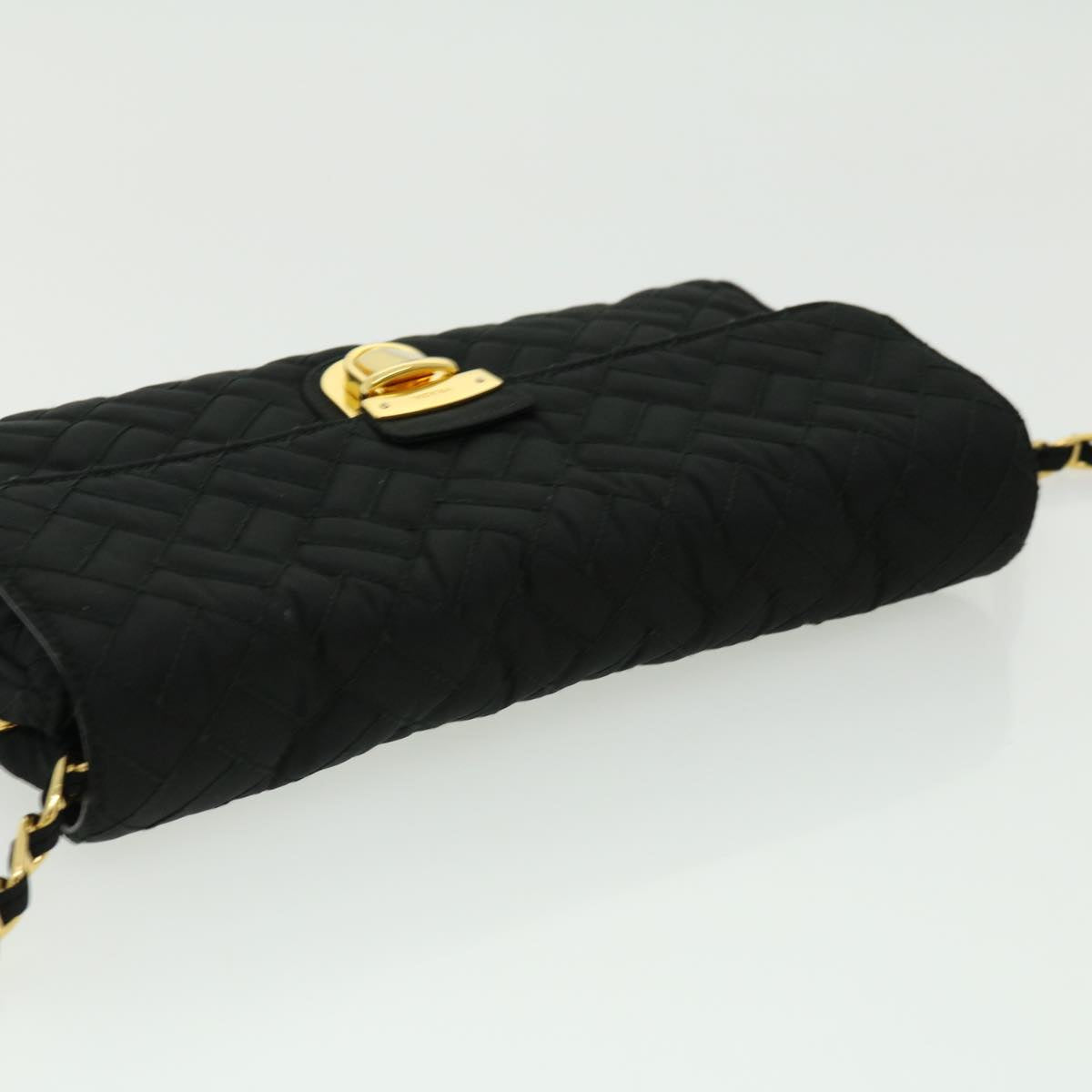 Prada Chain Shoulder Bag Nylon Black Gold  30469A