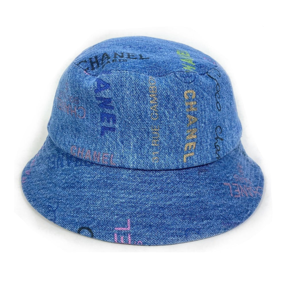 CHANEL hat denim blue Total pattern logo denim crusher hat Women M Used