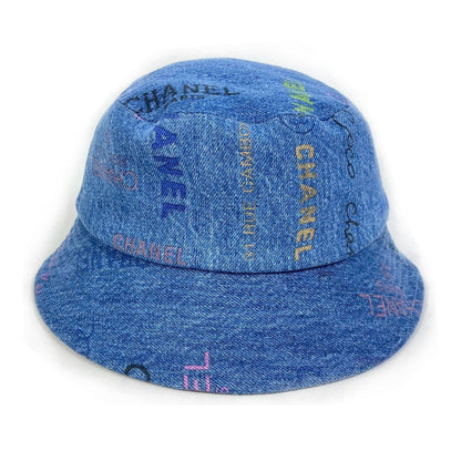 CHANEL hat denim blue Total pattern logo denim crusher hat Women M Used
