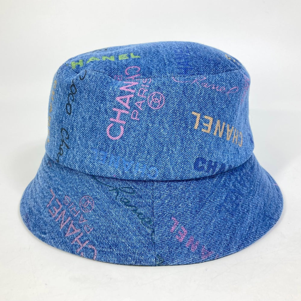 CHANEL hat denim blue Total pattern logo denim crusher hat Women M Used