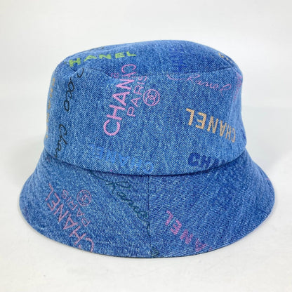CHANEL hat denim blue Total pattern logo denim crusher hat Women M Used