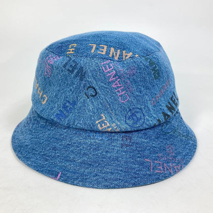 CHANEL hat denim blue Total pattern logo denim crusher hat Women M Used