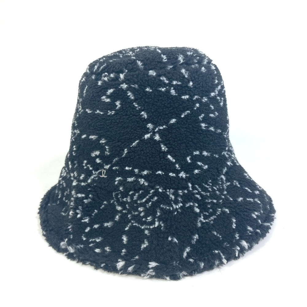 CHANEL hat Fur / Polyester / Cotton black hat COCO Mark CC Women S Used