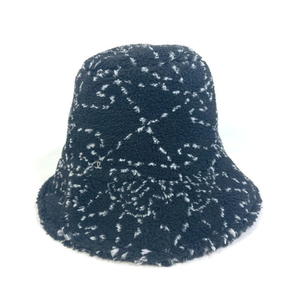 CHANEL hat Fur / Polyester / Cotton black hat COCO Mark CC Women S Used