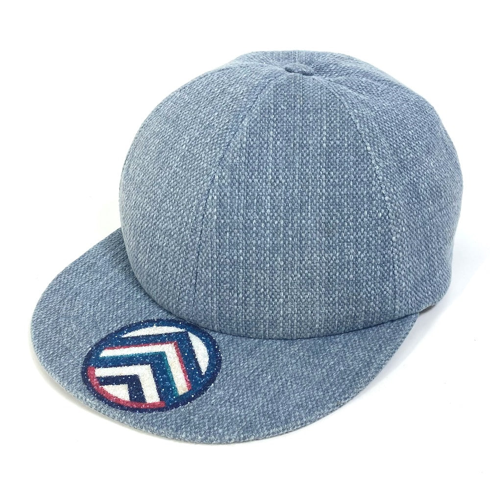 CHANEL cap cotton blue Airline 16Stainless Steel denim beads Women Used