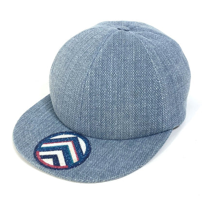 CHANEL cap cotton blue Airline 16Stainless Steel denim beads Women Used