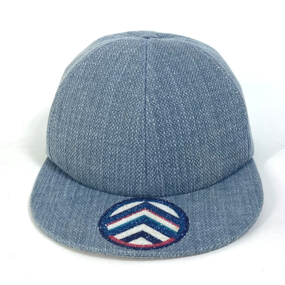 CHANEL cap cotton blue Airline 16Stainless Steel denim beads Women Used