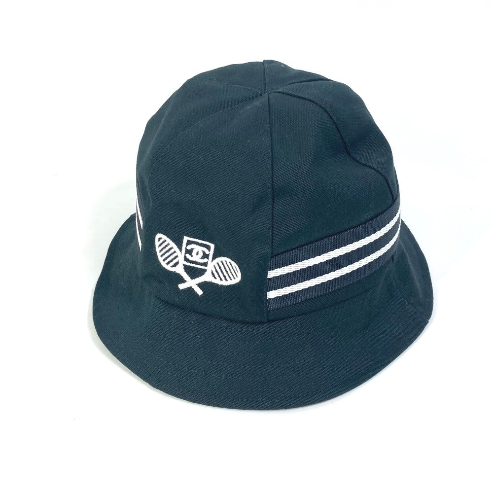 CHANEL hat cotton black sportssports Tennis CC COCO Mark Women Used